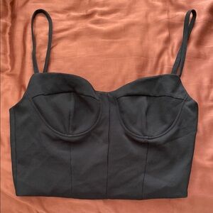 Black Crop Top with Molded Cups and Spaghetti Straps